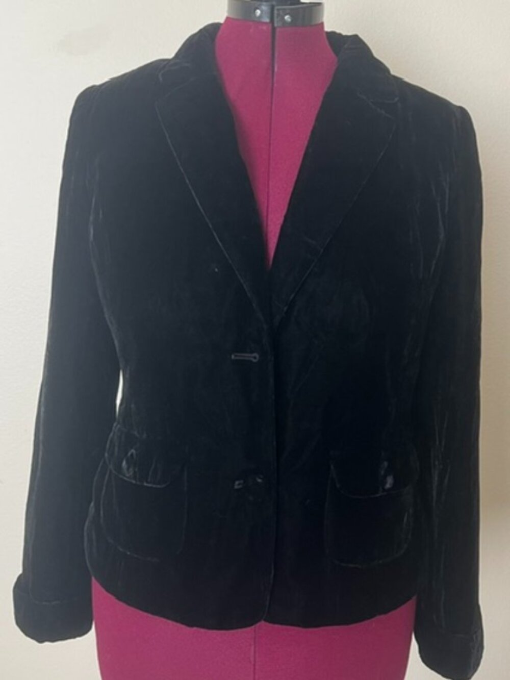 Emma James Women's Black Velvet Blazer Lined Pockets Jacket Size 10